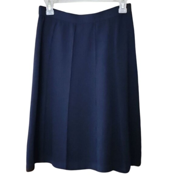 ST. John Collection by Marie Gray Old Money Navy Blue Knit Skirt Size  6 - Picture 1 of 7